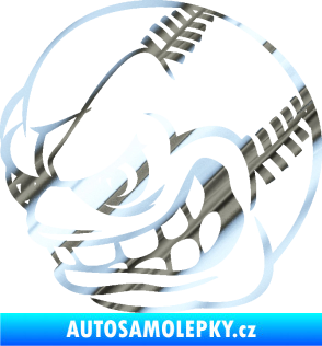 Samolepka Baseballový míček 001 levá s obličejem chrom fólie stříbrná zrcadlová