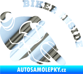 Samolepka Biker inside 002 levá motorkář chrom fólie stříbrná zrcadlová
