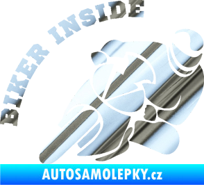 Samolepka Biker inside 002 pravá motorkář chrom fólie stříbrná zrcadlová