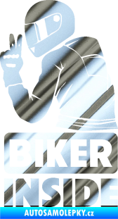 Samolepka Biker inside 003 levá motorkář chrom fólie stříbrná zrcadlová