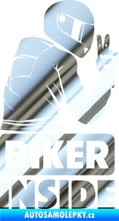 Samolepka Biker inside 003 pravá motorkář chrom fólie stříbrná zrcadlová