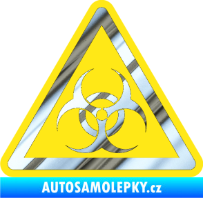 Samolepka Biohazard barevný trojúhelník chrom fólie stříbrná zrcadlová