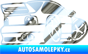 Samolepka BMW e46 karikatura pravá chrom fólie stříbrná zrcadlová
