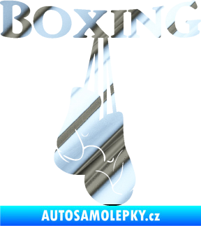 Samolepka Boxing nápis s rukavicemi chrom fólie stříbrná zrcadlová