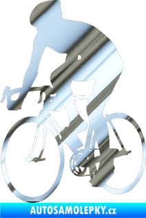 Samolepka Cyklista 001 levá chrom fólie stříbrná zrcadlová
