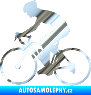 Samolepka Cyklista 005 levá chrom fólie stříbrná zrcadlová