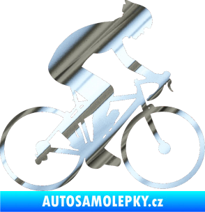 Samolepka Cyklista 005 pravá chrom fólie stříbrná zrcadlová