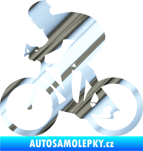 Samolepka Cyklista 008 levá chrom fólie stříbrná zrcadlová