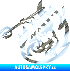 Samolepka Ďábel 002 levá s vidlemi chrom fólie stříbrná zrcadlová