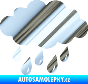 Samolepka Déšť 001 levá mrak a kapky chrom fólie stříbrná zrcadlová