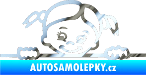 Samolepka Dítě v autě 030 levá malá slečna hlavička chrom fólie stříbrná zrcadlová