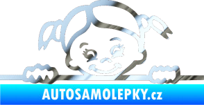 Samolepka Dítě v autě 030 pravá malá slečna hlavička chrom fólie stříbrná zrcadlová