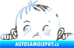 Samolepka Dítě v autě 045 levá chlapeček hlavička chrom fólie stříbrná zrcadlová