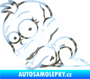 Samolepka Dítě v autě 067 levá lezoucí miminko chrom fólie stříbrná zrcadlová