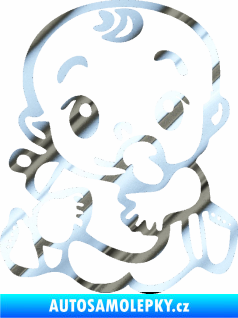 Samolepka Dítě v autě 069 levá mimčo s lahvičkou chrom fólie stříbrná zrcadlová