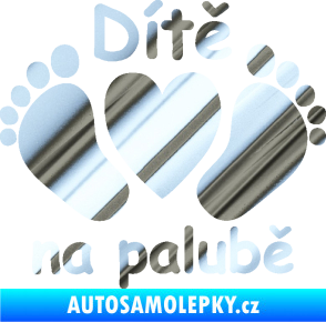 Samolepka Dítě v autě 089 nožičky s nápisem chrom fólie stříbrná zrcadlová