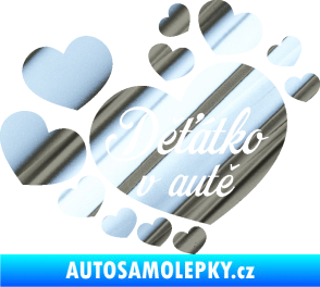 Samolepka Dítě v autě 092 nápis děťátko v autě se srdíčky chrom fólie stříbrná zrcadlová