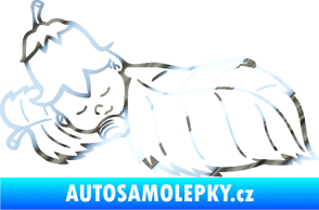 Samolepka Dítě v autě 107 levá spinká na lístečku chrom fólie stříbrná zrcadlová