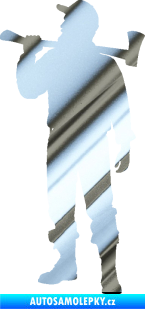 Samolepka Dřevorubec 001 levá chrom fólie stříbrná zrcadlová