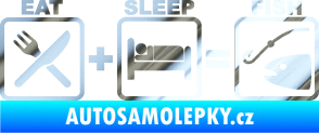 Samolepka Eat sleep fish chrom fólie stříbrná zrcadlová