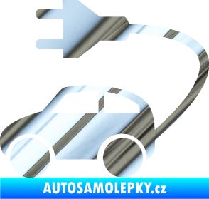 Samolepka Elektro auto 002 levá symbol zásuvka chrom fólie stříbrná zrcadlová