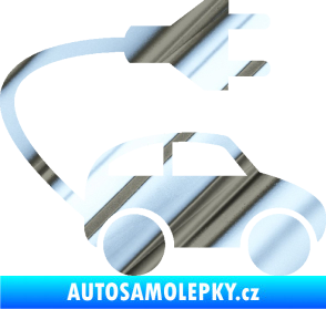 Samolepka Elektro auto 002 pravá symbol zásuvka chrom fólie stříbrná zrcadlová