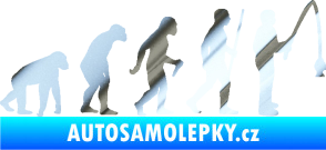Samolepka Evoluce 005 rybář pravá chrom fólie stříbrná zrcadlová