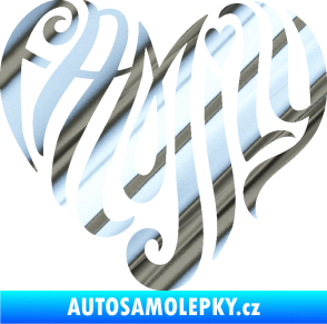 Samolepka Family 002 nápis do srdíčka chrom fólie stříbrná zrcadlová