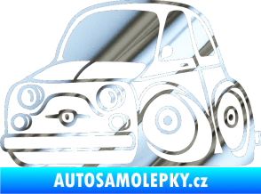 Samolepka Fiat 500 karikatura levá chrom fólie stříbrná zrcadlová
