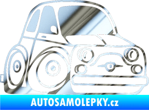 Samolepka Fiat 500 karikatura pravá chrom fólie stříbrná zrcadlová