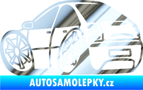 Samolepka Fiat Bravo karikatura levá chrom fólie stříbrná zrcadlová
