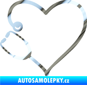 Samolepka Fonendoskop 002 levá  zdravotní sestřička chrom fólie stříbrná zrcadlová