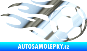 Samolepka Fotbalový míč 004 pravá v plamenech chrom fólie stříbrná zrcadlová
