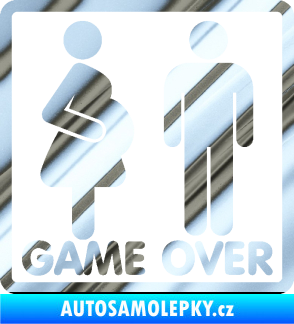 Samolepka Game over varianta jsem v tom chrom fólie stříbrná zrcadlová