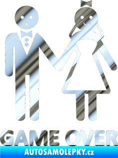 Samolepka Game over varianta svatba chrom fólie stříbrná zrcadlová