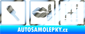 Samolepka Girl race car symboly brush, lipstick, shift chrom fólie stříbrná zrcadlová