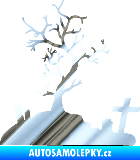 Samolepka Halloween 019 levá hřbitov chrom fólie stříbrná zrcadlová