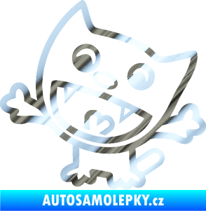 Samolepka Happy cat 001 levá chrom fólie stříbrná zrcadlová