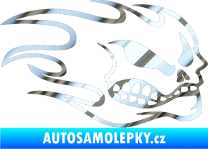 Samolepka Head - lebka- pravá chrom fólie stříbrná zrcadlová