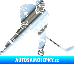 Samolepka Hokejista 026 pravá chrom fólie stříbrná zrcadlová