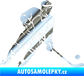 Samolepka Hokejista 027 pravá chrom fólie stříbrná zrcadlová