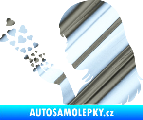 Samolepka Holčička se srdíčky levá chrom fólie stříbrná zrcadlová