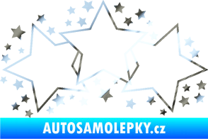 Samolepka Hvězdy a hvězdičky dekor chrom fólie stříbrná zrcadlová