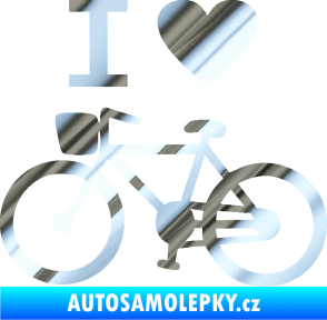 Samolepka I love cycling levá chrom fólie stříbrná zrcadlová