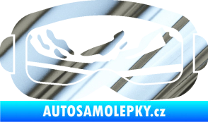 Samolepka I love snow brýle pravá chrom fólie stříbrná zrcadlová