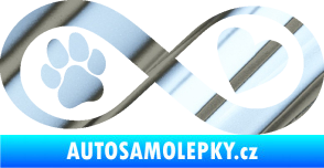 Samolepka Infinity 002 srdce a tlapka pravá chrom fólie stříbrná zrcadlová
