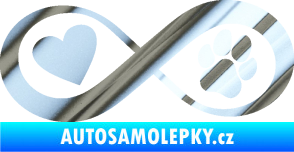 Samolepka Infinity 002 srdce a tlapka levá chrom fólie stříbrná zrcadlová