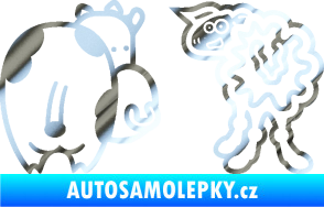 Samolepka JDM kravička a ovečka 001 levá chrom fólie stříbrná zrcadlová