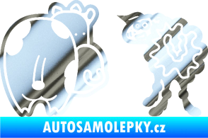 Samolepka JDM kravička a ovečka 002 levá chrom fólie stříbrná zrcadlová