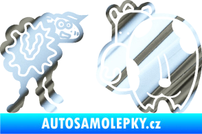 Samolepka JDM kravička a ovečka 002 pravá chrom fólie stříbrná zrcadlová